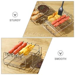 RVS Airfryer Grill - RVS Frituurrek -Vervangend Grillrek -Airfryer Accessoire - 20,5*14*8cm -Enkele grill - Stapelbaar Stoomrek -Geschikt voor keukengerei en grillen, frituren van voedsel - Zilver — thumbnail 9