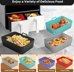 Geschikt voor Ninja Airfryer siliconen mal set van 2, 21,5 x 14,5 x 7 cm, 3D-groefontwerp, vetvrij, vaatwasserbestendig — thumbnail 4