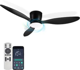 Plafondventilator Ø132 cm Met Afstandsbediening - Plafondventilator met verlichting - 6 Snelheden - Zwart — thumbnail 1