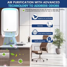 Plug-in luchtreiniger - Negatieve ionentechnologie - Stille werking voor thuisgebruik - Negatieve ionenluchtreiniger voor slaapkamer, kantoor, dierenkamer, badkamer, wit - 2-pack — thumbnail 3