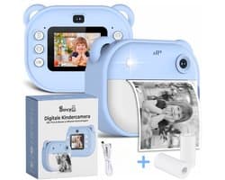 Boncy® Digitale Kindercamera met Foto Printer - Instant Print Kinder Camera - Fototoestel voor Kinderen Jongens & Meisjes - Digitaal Kindercamera's Speelgoed - Fotoprinter Speelgoedcamera Pocket Printer Blauw