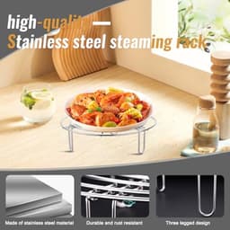 Rond roestvrij stalen stoomrek voor Air Fryer - 20 x 5,5 cm — thumbnail 5