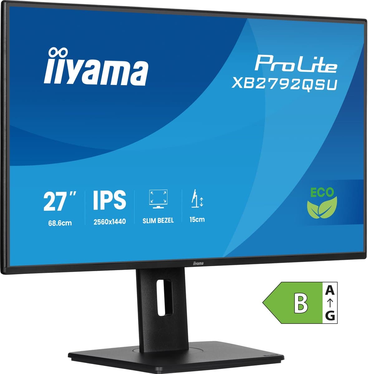 iiyama ProLite XB2792QSU-B1 - 27 inch - QHD - IPS - USB-Hub (2x) - Verstelbaar - Energy label B — afbeelding 1