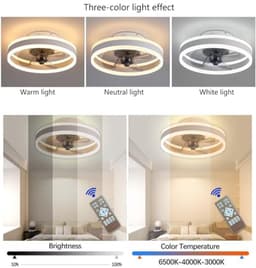 Omkeerbare plafondlamp met ventilator en afstandsbediening - Dimbaar licht en 6 snelheden - Modern design voor slaapkamer en woonkamer - Ø40 cm, 30W — thumbnail 3