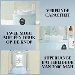 QTTVBTNA - 1L Mini wasmachine - Kleine draagbare wasmachine - Voor baby- en ondergoed - USB-oplaadbaar - Compact & stil - Lichtblauw - 12.5x12.5x20.5cm - 1 stuk — thumbnail 3
