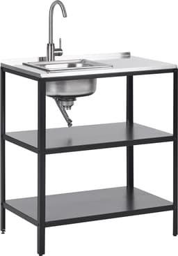 BELIANI VILAMA - Buitenkeuken met spoelbak - Zwart - 80x50x92 cm - Staal — thumbnail 1