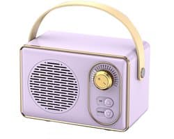 JeiibrZui Retro Bluetooth-Luidspreker - Draagbare Draadloze Stereoluidspreker - Verrassend Luid Met Duidelijke Bas - 1 Stuk - Voor Thuis/Tuin/Paars