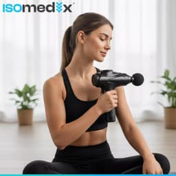 Isomedix massage gun zwart – 30 intensiteitsniveaus met 12 opzetstukken en draagkoffer — thumbnail 2