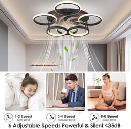 Moderne Plafondventilator met Verlichting en Afstandsbediening - 65 cm, 75W, Dimbaar, 6-snelheden — thumbnail 5