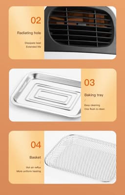 Grote Capaciteit Airfryer met LED Touchscreen - Gezond Bakken, Braden en Frituren - 15L — thumbnail 8