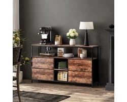 Industriële tv-kast met opbergruimte en led-lichtstrip, 108 cm