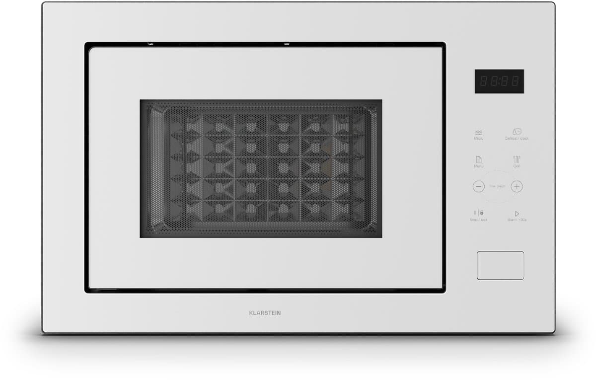 Klarstein Magnetron Velaire inbouwmagnetron met grill – 25 l, 850 W & 1200 W grill, 8 programma's, touchbediening, roestvrij staal, inbouwmagnetron, wit - 25L - voor Keuken - Timer - RVS - Aluminium glas Display - Microwave — afbeelding 1