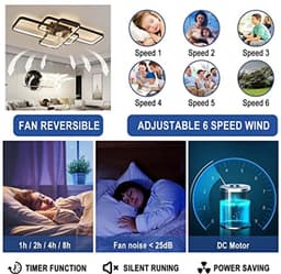 Moderne Dimbare Plafondventilator met LED Verlichting voor Woonkamer en Slaapkamer - 80W, 72CM, met Afstandsbediening — thumbnail 5