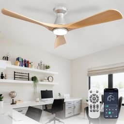 52 inch plafondventilator met licht en app-afstandsbediening – Dimbare ventilator voor lage plafonds met timer en ultra lichte DC-motor — thumbnail 2