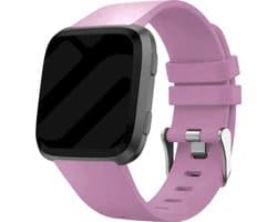 Siliconen Smartwatch bandje - Geschikt voor Fitbit Versa / Versa 2 silicone band - oud-roze - Strap-it Horlogeband / Polsband / Armband - Maat: Maat L