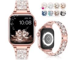 Luxe Smart Watch Armband Geschikt Voor Apple Smart Watch Band 7 8 9 Elegante Diamant Shining Vrouwen Horloge Band Se 6 5 4 - 42mm 44mm 45mm 49mm Rose Gold