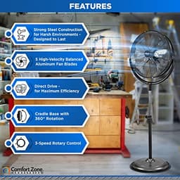 Industriële Ventilator met 3 Snelheden en Verstelbare Helling - 50,8 cm — thumbnail 4