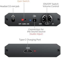 Hoofdtelefoonversterker 3,5 mm Draagbare Hifi Versterker met Versterkingsschakelaar — thumbnail 2