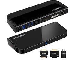 Universeel Dockingstation voor 2 Monitoren met USB C en USB 3.0 - HDMI, DVI/VGA, Gigabit Ethernet, Audio en Microfoon