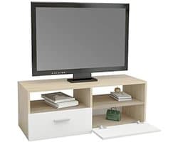 Moderne Houten TV Lowboard in Wit/Natuur met Opbergruimte - 95x36x35cm