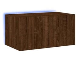 TV wandmeubel met LED verlichting 60x35x31 cm bruin eiken, muurkast, tv kast, zwevend tv meubel
