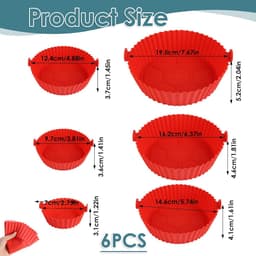 Sander Shop Set van 6 siliconen vormen voor Air Fryer, accessoires voor airfryer met 6 verschillende maten, siliconen bakvorm, opvouwbaar, herbruikbaar, voor gezond koken — thumbnail 2