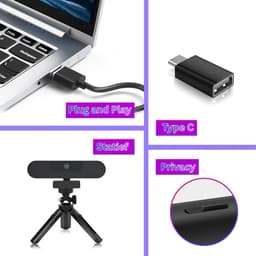 DailySupplies® Webcam voor PC - Streaming Camera - 4K Kwaliteit - Zwart — thumbnail 4