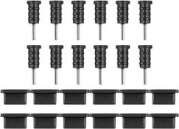 Brenzoos - Stofstoppers voor elektrische telefoonaansluiting - Charmjack voor hoofdtelefoon - 12 paar - Anti-verstopping - Oorkoptelefoon - Zwart — thumbnail 1