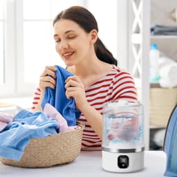 Mini wasmachine-kleine wasmachine-camping wasmachine-Kleine wasmachine - Mini-wasmachine voor ondergoed - Oplaadapparaat voor babykleding, handdoeken, sokken en delicate kleding - wit - 12,5x12,5x20cm — thumbnail 4