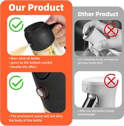 Olie spray fles - olijfolie sprayfles - olie spuitfles - keuken oliefles - keuken gadget - geschikt voor airfryers, salades en barbecues (470 ml - zwart) — thumbnail 6