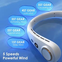Draagbare stille nekventilator met 5 snelheden en USB-oplaadfunctie voor onderweg — thumbnail 3