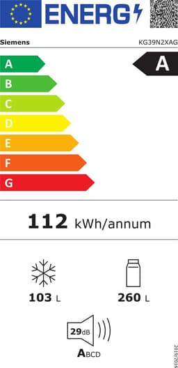 Siemens iQ300 KG39N2XAG koel-vriescombinatie Vrijstaand 363 l Geborsteld staal — thumbnail 2