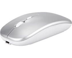 Vitdipy - Draadloze Muis - Draadloze Bluetooth Dual-Mode Muis - Draadloze Muis Laptop - Links en Rechtshandig - Computermuis - Extra Stil - Zilver