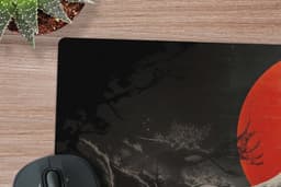 Muismat XXL 80x40 cm - Bureau onderlegger - Bureau mat Krijger - Rode trappen - Zon - Berg - Bureaumat - Gaming mousepad xl - Bureaulegger groot - Computer deskmat — thumbnail 2