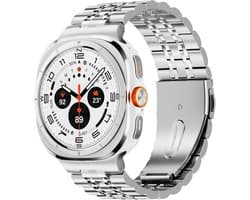 Bandje gescht voor Samsung Galaxy Watch Ultra 2025 47MM,No Gap Dame Heren Roestvrij Staal Metalen Smartwatch Band voor Galaxy Ultra SM-L705,Zilver