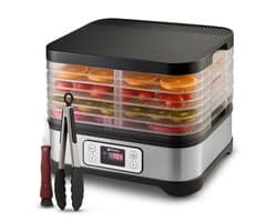 Voedseldroger – 400W Droogautomaat met 5 Lagen (10L) – RVS Droogmachine met LCD Display, 24u Timer & Temperatuurregeling (35–70°C) – Inclusief Accessoires