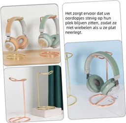 2-delige metalen hoofdtelefoonstandaard - Creatieve desktop-opbergstandaard - Geschikt voor thuissieradenhangers - Goud — thumbnail 3