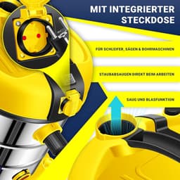 Industriële nat-droog stofzuiger 2300 W | Roestvrij staal | Blijfblazer | 30 liter reservoir | Push & Clean | Zakloos — thumbnail 2