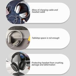 Headset Stand - Gaming Headphone Holder - Over-Ear Hoofdtelefoon Stand met Non-Slip TPU Silicone (Silver) — thumbnail 4