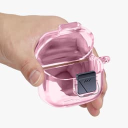 kwmobile Earphones Case for JBL Tune Flex 2 Case - Clear TPU Silicone Earbuds Cover - Pink / Transparent — thumbnail 4