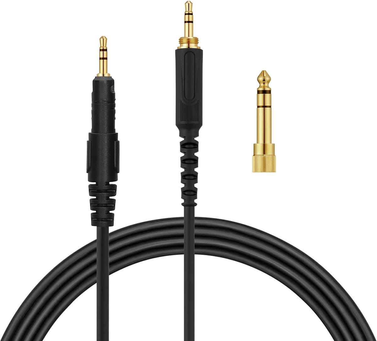 kwmobile vervangende koptelefoonkabel 3,5mm jack - geschikt voor AudioTechnica ATH-M50X / M40X / M60X / M70X - 120 - In zwart — afbeelding 1