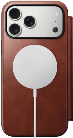 Nomad Horween Lederen Folio iPhone 17 Pro Max – Gerecyclede Aluminium Knoppen – Camera Bedieningsknop – Horween Leer van Topkwaliteit - Bruin — thumbnail 5