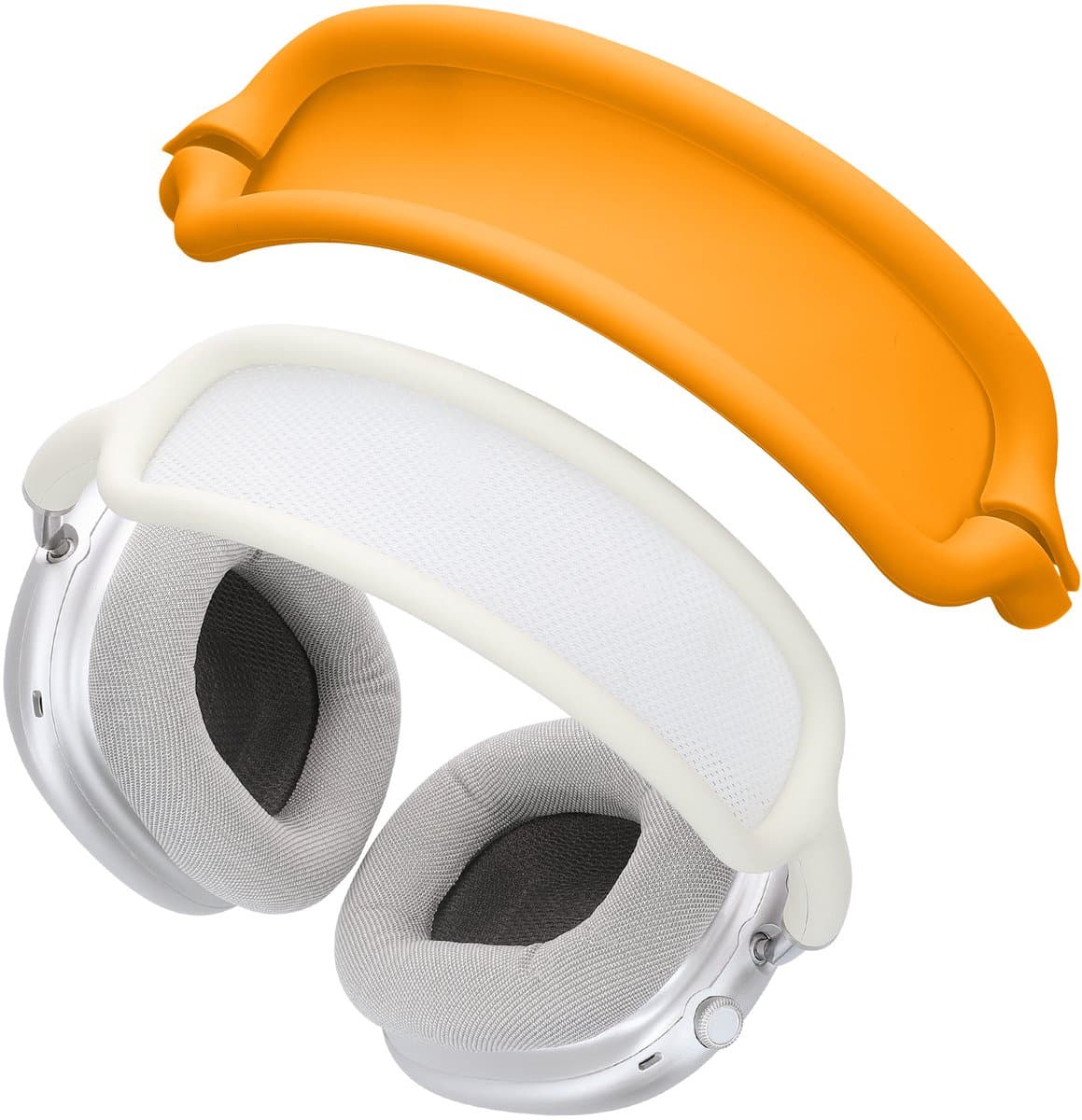 kwmobile band voor koptelefoon - geschikt voor AppleAirPods Max / AirPods Max 2 - Hoofdband cover van zacht siliconen materiaal - In oranje — afbeelding 1