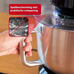 Multifunctionele Keukenmachine met Rvs Kom - 5L, 2200W, 6 Snelheden, Spatdeksel, Deeghaak en Garde (Zwart) — thumbnail 2