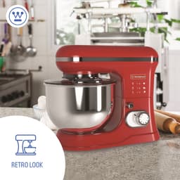 Westinghouse Retro Standmixer - 1200W - Keukenmachine 5L Mengkom - Keukenrobot - Keukenmixer - Foodprocessor - Rood — thumbnail 4