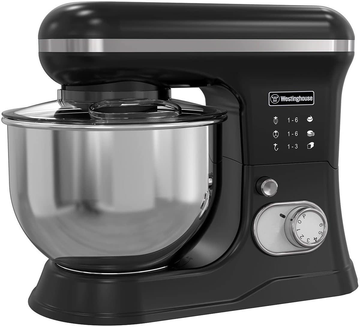 Westinghouse Retro Standmixer - 1200W - Keukenmachine 5L Mengkom - Keukenrobot - Keukenmixer - Foodprocessor - Zwart — afbeelding 1