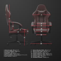 HICON® Gamestoel – Gamestoel met voetsteun - Gamestoel voor PC & Console – Verstelbaar | Lambeth - Zwart — thumbnail 4