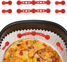 2 Sets Airfryer Silicone Magnetic Buckles, Red Magnets to Hold Paper Trays in Place Airfryer Accessories for Heat Resistance and Preventing Paper Burning — thumbnail 8
