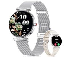 Slimme horloge voor dames - Zilveren smartwatch met fitnesstracker en Bluetooth-oproepen