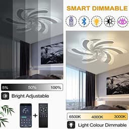 Moderne 50W Dimbare Plafondventilator met Verlichting voor Woonkamer en Slaapkamer — thumbnail 4